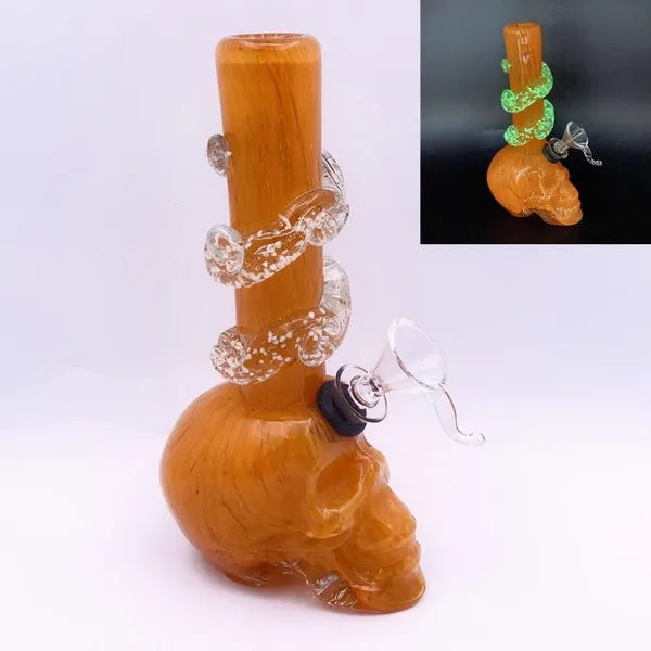 Cheap Glow In The Dark Skull Bong 18cm Waterpipe