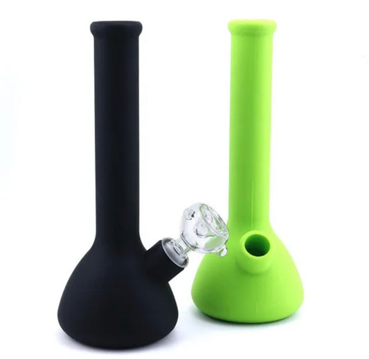 Cheap Silicone Black & Green Bong 22cm Waterpipe