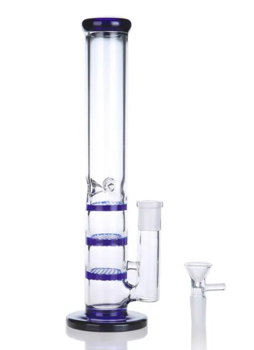 Triple Honeycomb Bong Blue 28cm